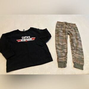 Black Cupid's Wingman Shirt and Camo Pants Set